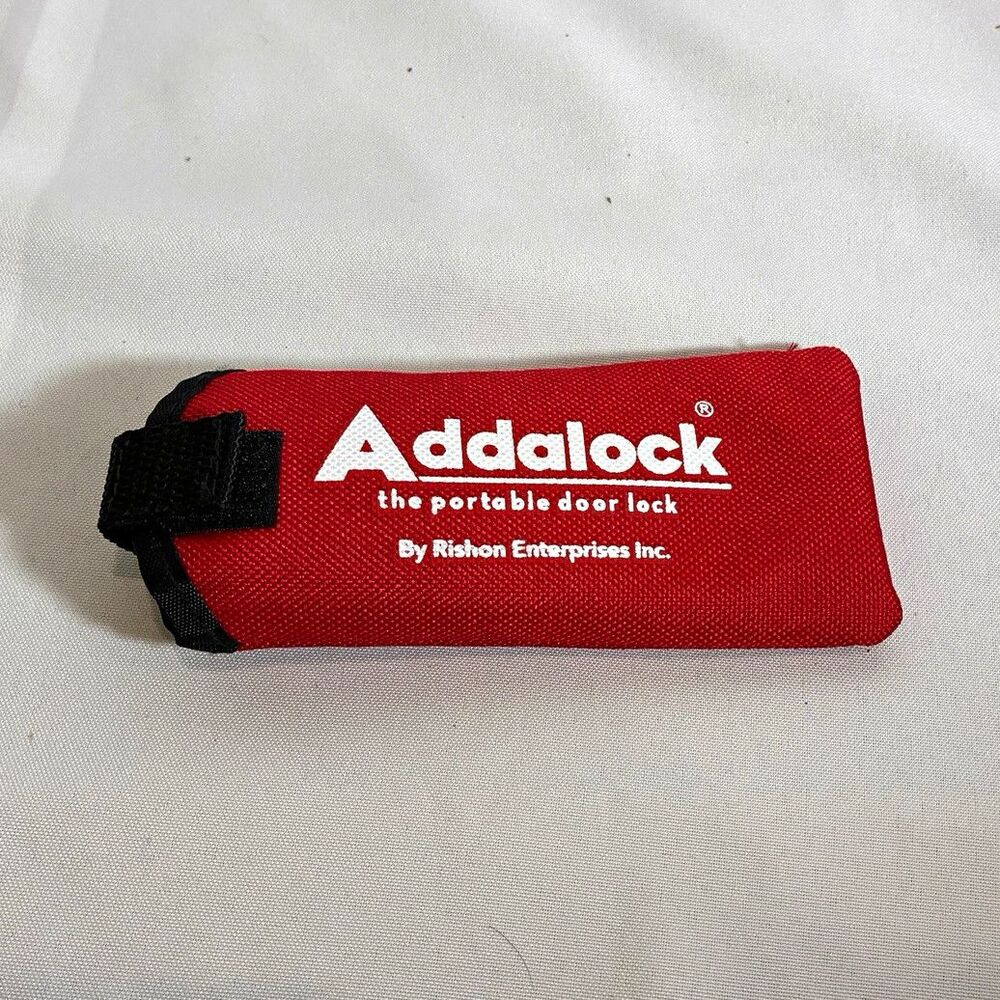 Addalock The Original Portable Keyless Door Lock, Red Brushed Metal w/ Pouch
